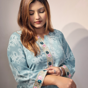 Elegant Sea Green Embroidered Double Georgette Kurti