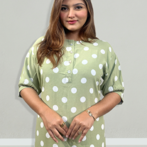 Trendy Polka Dot Korean Double Georgette Kurti