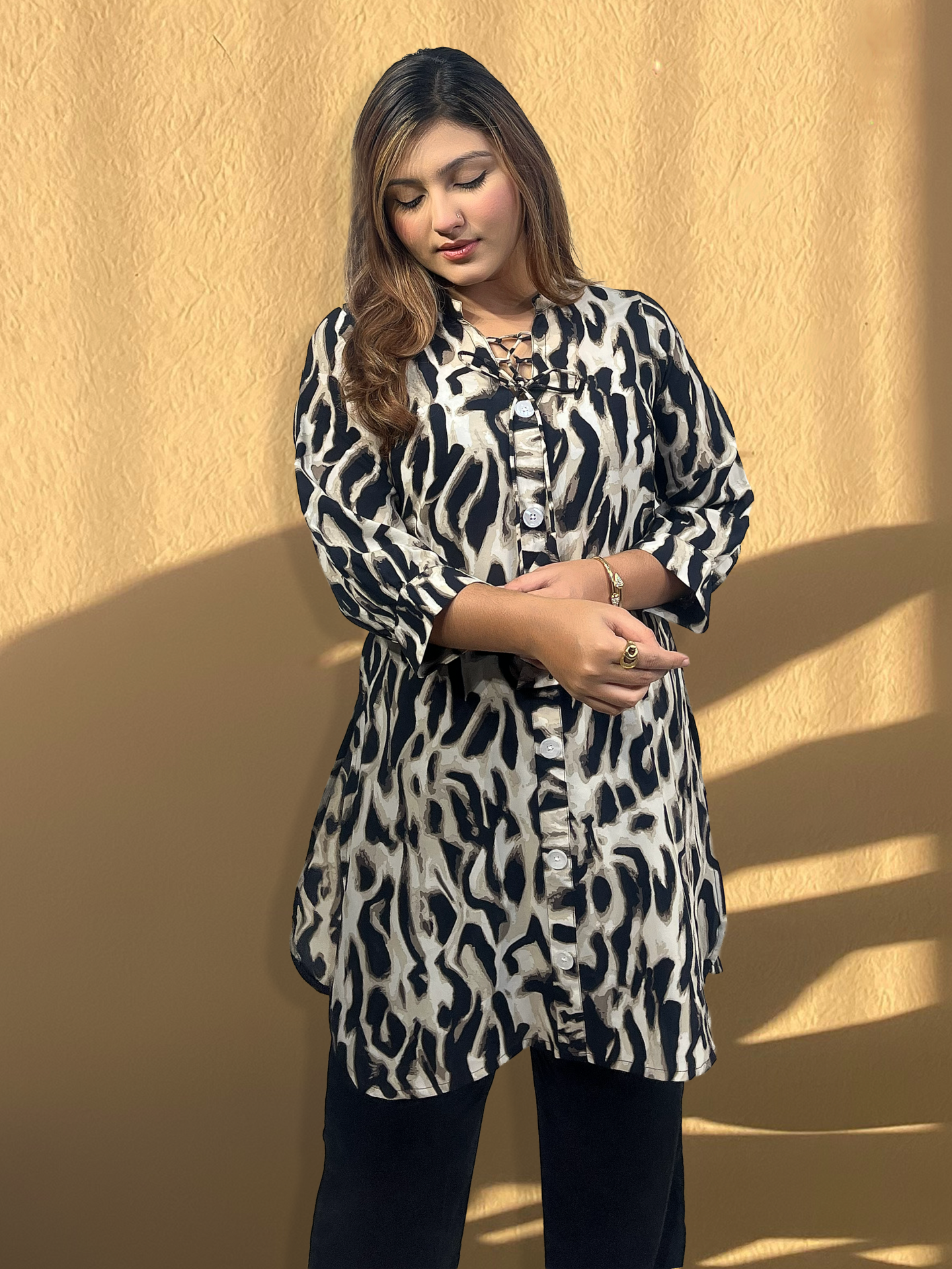 Bold Animal Print Premium Button-Down Kurti - Image 2