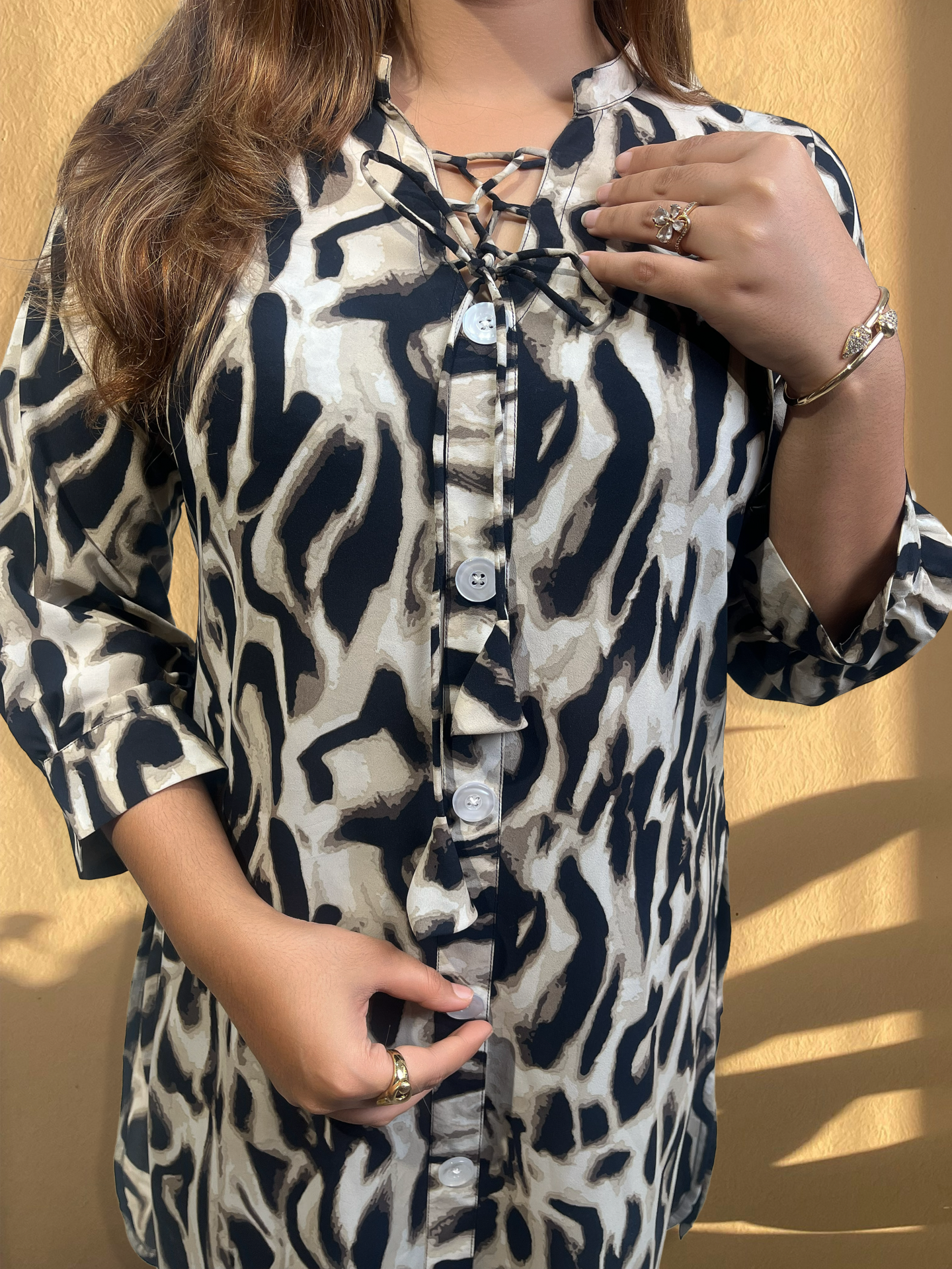 Bold Animal Print Premium Button-Down Kurti - Image 3